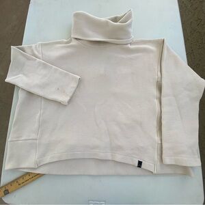 VARLEY Colina Sweatshirt Ribbed Turtleneck Boxy Relaxed Pullover in Birch Size S